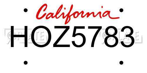 HOZ5783 California License Plate