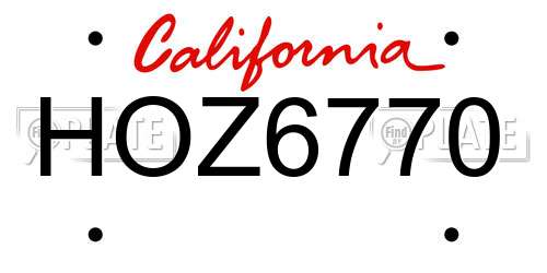 HOZ6770 California License Plate