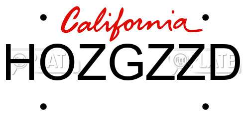 HOZGZZD California License Plate