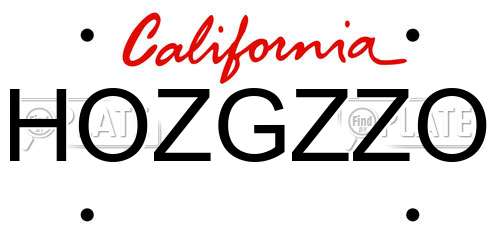 HOZGZZO California License Plate