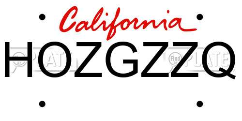 HOZGZZQ California License Plate