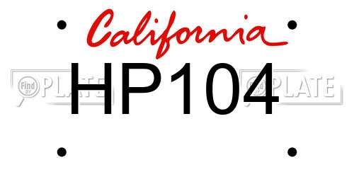 HP104 California License Plate