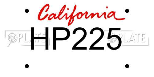 HP225 California License Plate