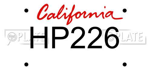 HP226 California License Plate