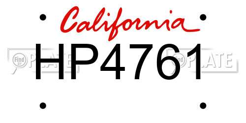 HP4761 California License Plate