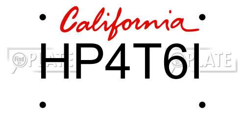 HP4T6I California License Plate