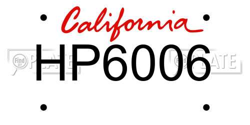 HP6006 California License Plate