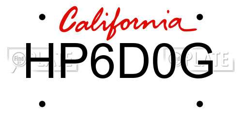 HP6D0G California License Plate