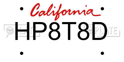 HP8T8D California License Plate