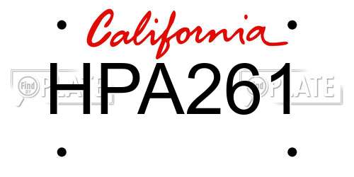 HPA261 California License Plate