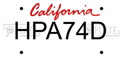 HPA74D California License Plate