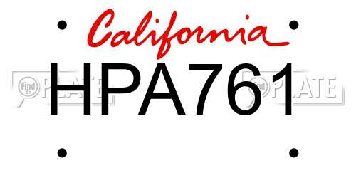 HPA761 California License Plate
