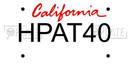 HPAT40 California License Plate