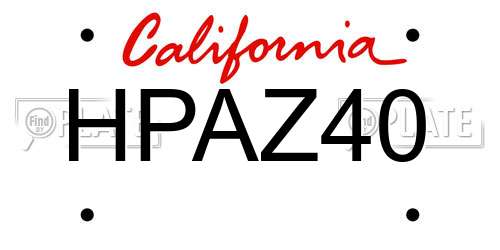 HPAZ40 California License Plate