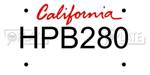 HPB280 California License Plate