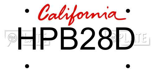 HPB28D California License Plate