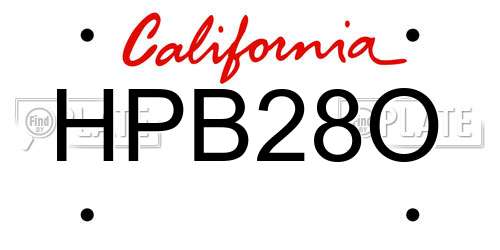 HPB28O California License Plate