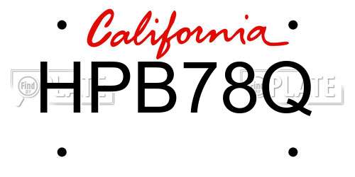 HPB78Q California License Plate