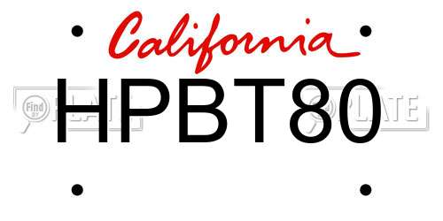 HPBT80 California License Plate