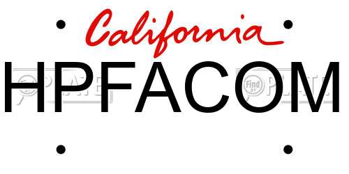 HPFACOM California License Plate
