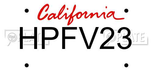 HPFV23 California License Plate