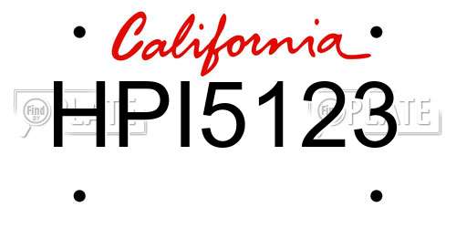 HPI5123 California License Plate