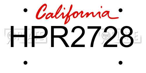 HPR2728 California License Plate