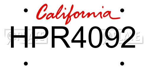 HPR4092 California License Plate