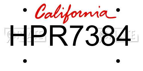 HPR7384 California License Plate