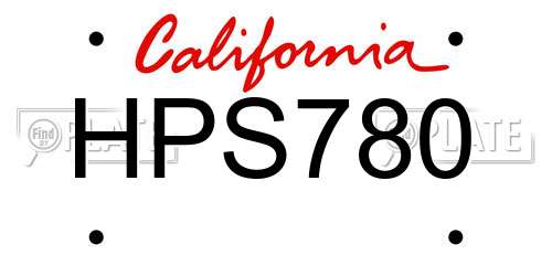 HPS780 California License Plate