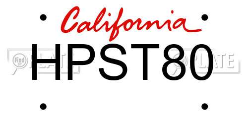 HPST80 California License Plate