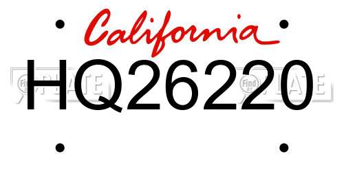 HQ26220 California License Plate