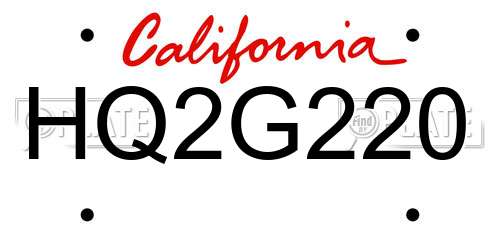 HQ2G220 California License Plate