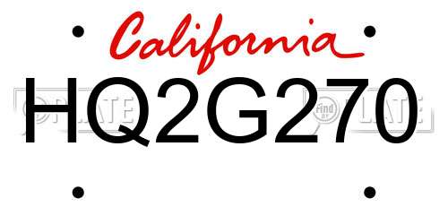 HQ2G270 California License Plate