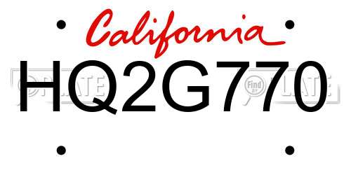 HQ2G770 California License Plate