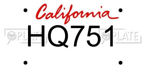 HQ751 California License Plate