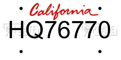 HQ76770 California License Plate
