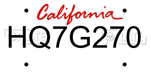 HQ7G270 California License Plate