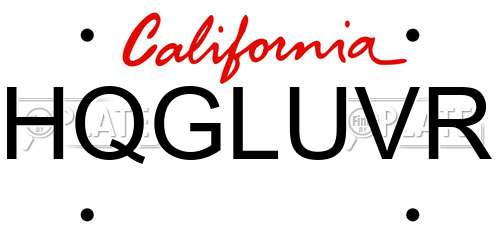 HQGLUVR California License Plate