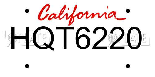 HQT6220 California License Plate
