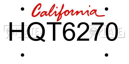HQT6270 California License Plate