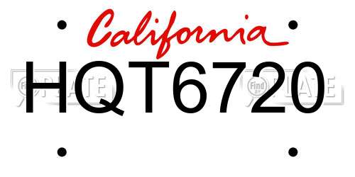 HQT6720 California License Plate