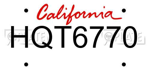 HQT6770 California License Plate