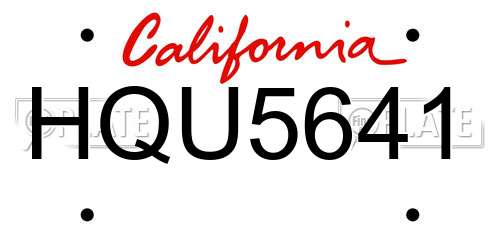 HQU5641 California License Plate