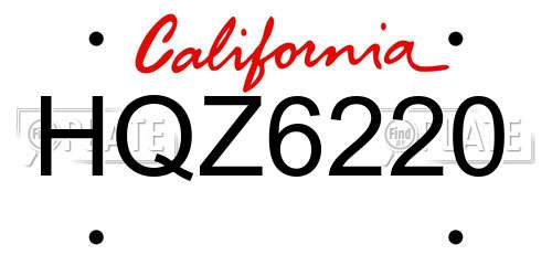 HQZ6220 California License Plate
