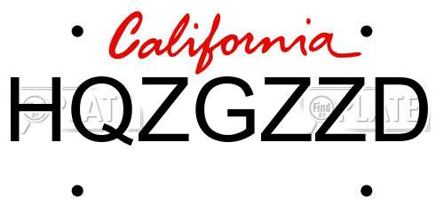HQZGZZD California License Plate