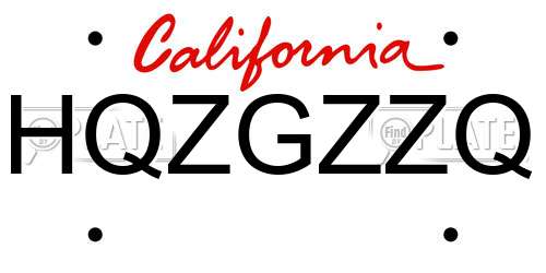 HQZGZZQ California License Plate
