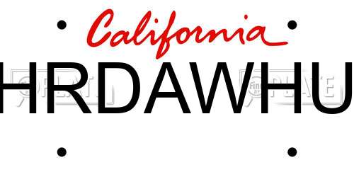 HRDAWHU California License Plate