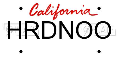 HRDNOO California License Plate