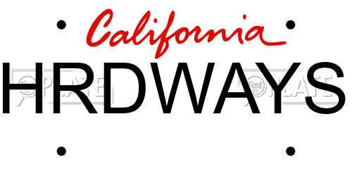 HRDWAYS California License Plate